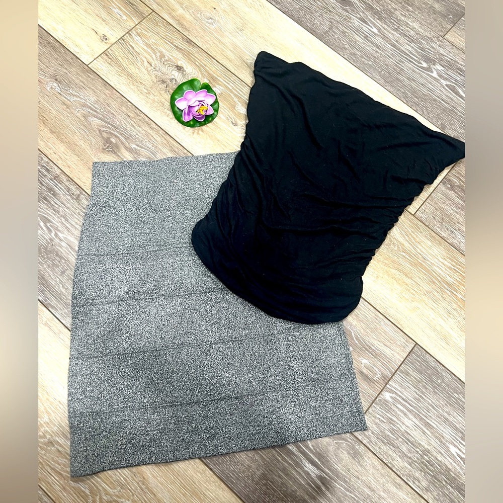 BCBG grey mini stretch skirt and black Newport News tube top bundle ! Small🪷